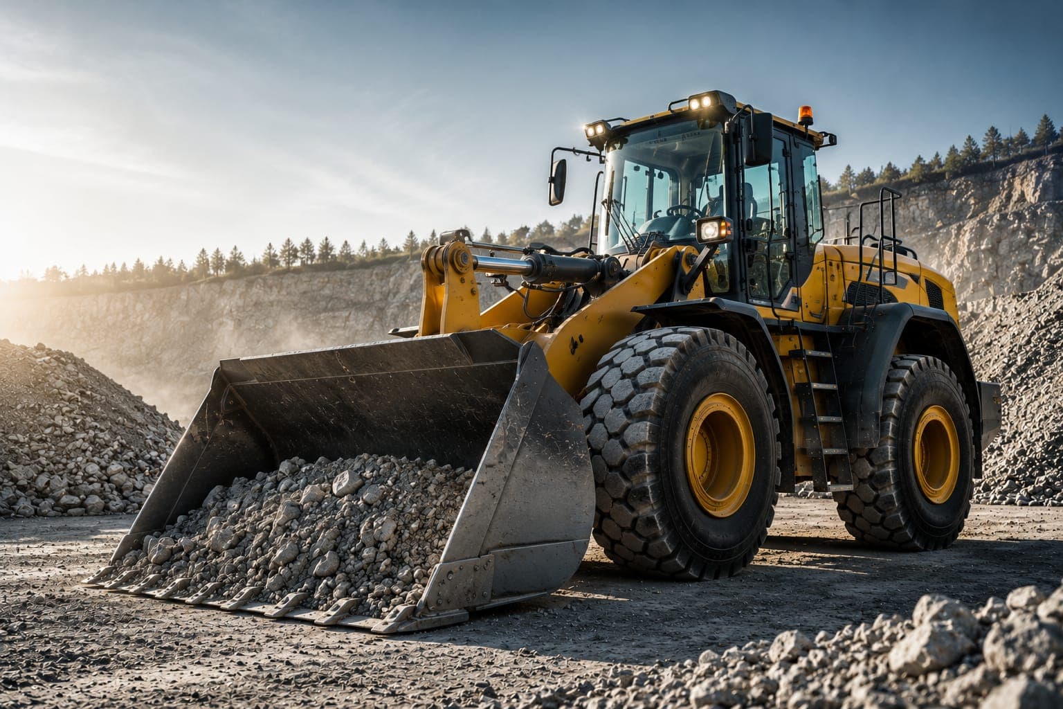 Moderne fahrbare Baumaschine im täglichen Einsatz